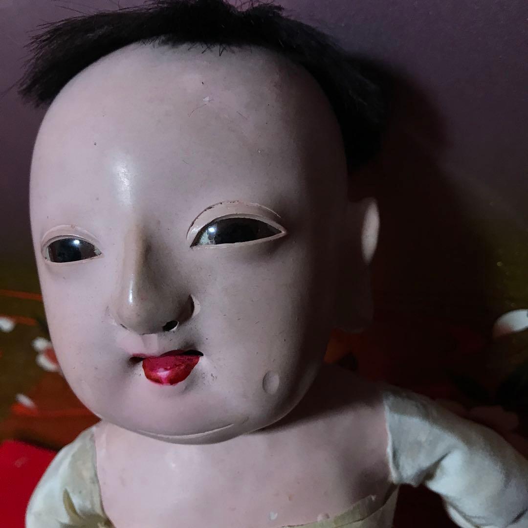 お値下　可愛い明治抱き人形　小さめ　えくぼ　福耳　市松人形