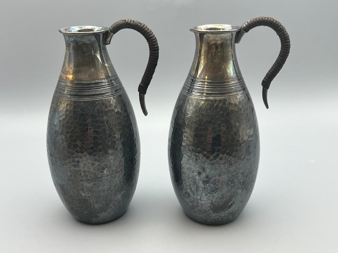 【海】山崎謹製　酒器セット　純銀製　徳利＆お猪口(ぐい呑)　総重量約284.5ｇ