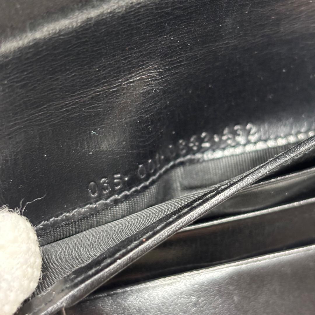 美品【グッチ本物】2つ折り財布/クロコダイル本革/レザー/ブラック/がま口