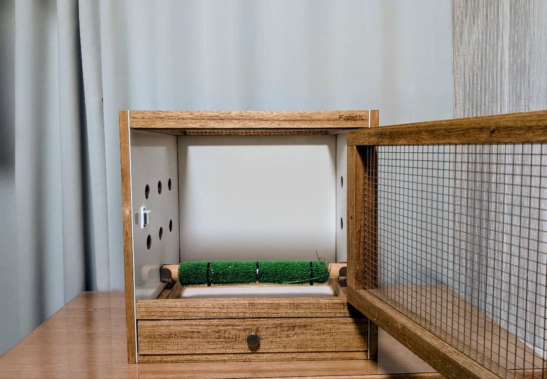 木製フクロウケージ・鳥用ケージ 引き出し付き 450×350×450 （送料込）