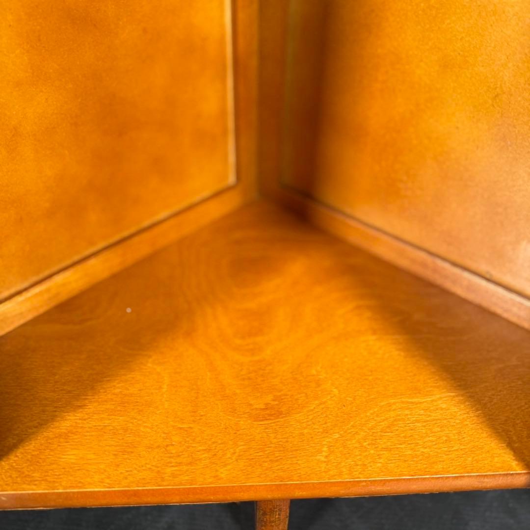 HR643 オールドカリモク　電話台　コンソール　三角コーナーラック