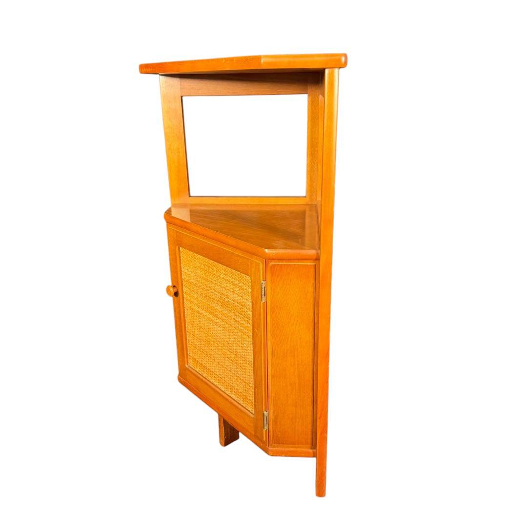 HR643 オールドカリモク　電話台　コンソール　三角コーナーラック