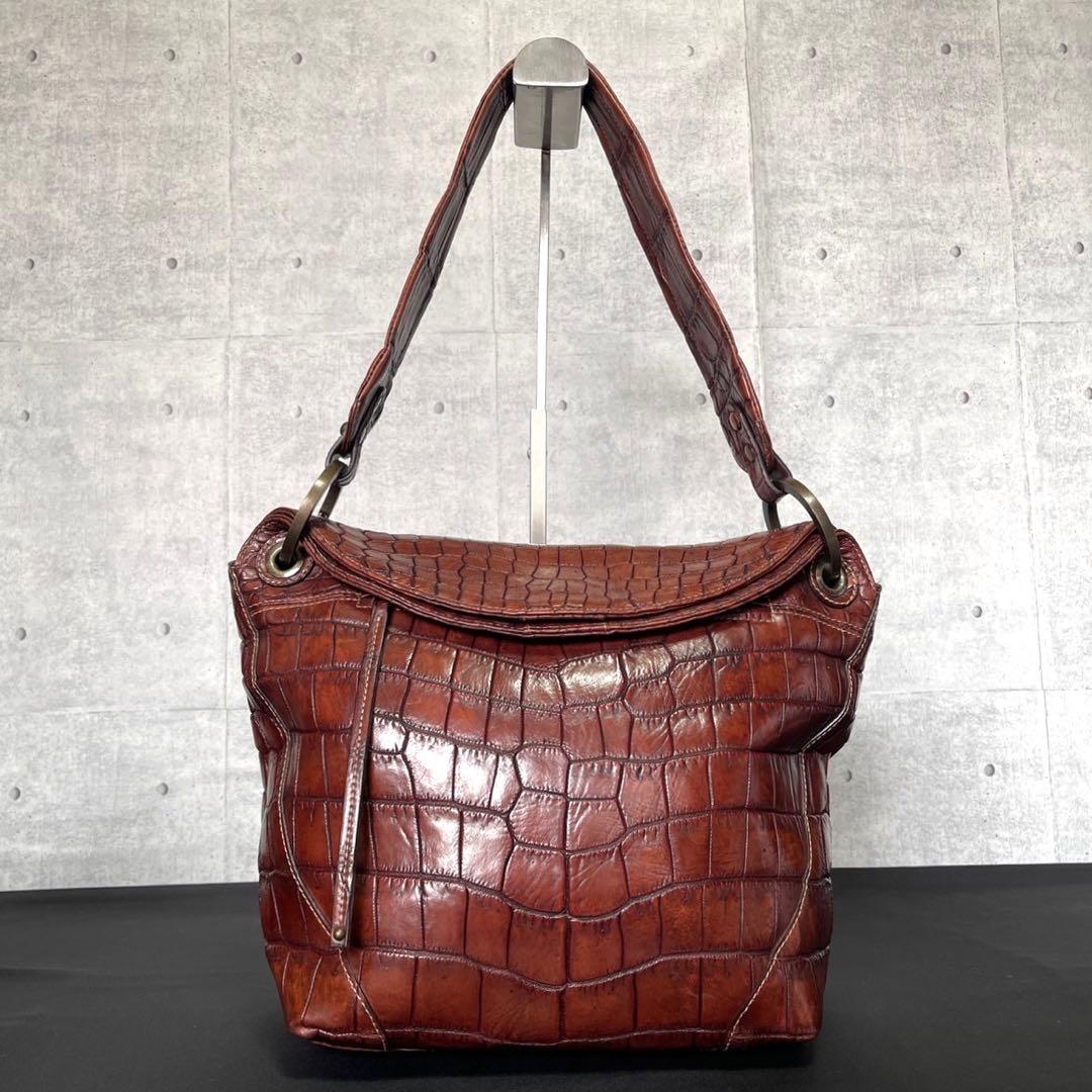 専用品BEAUGRAND ボーグラン クロコダイル ブラウン ショルダーバッグ