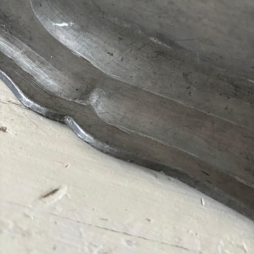 アンティーク ピューターオーバルプレート フランス 花リム