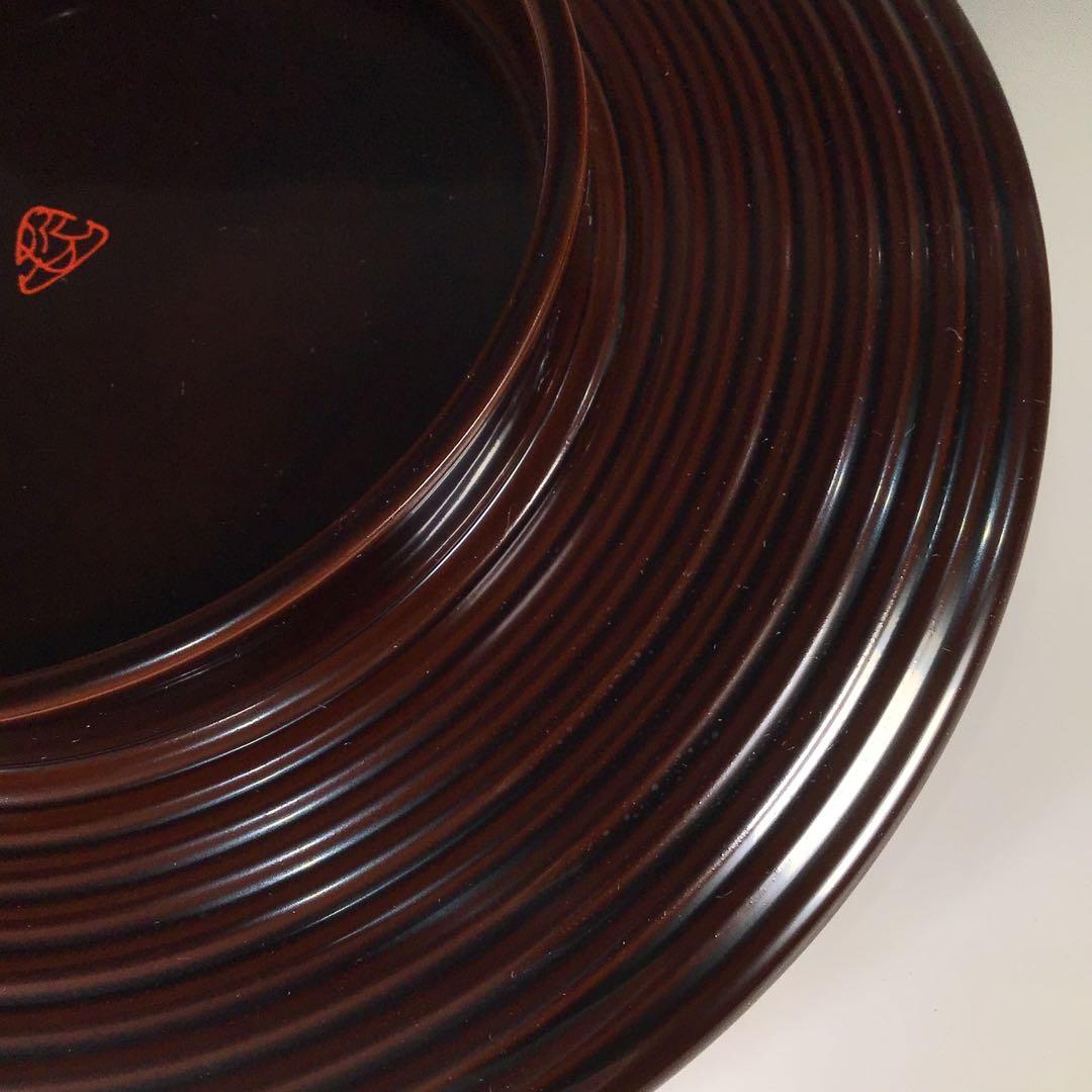 Ｍ３９１　盆　『哲公房作』『久田宗也　尋牛斎　箱書』『溜塗ロクロ目盆』　共箱