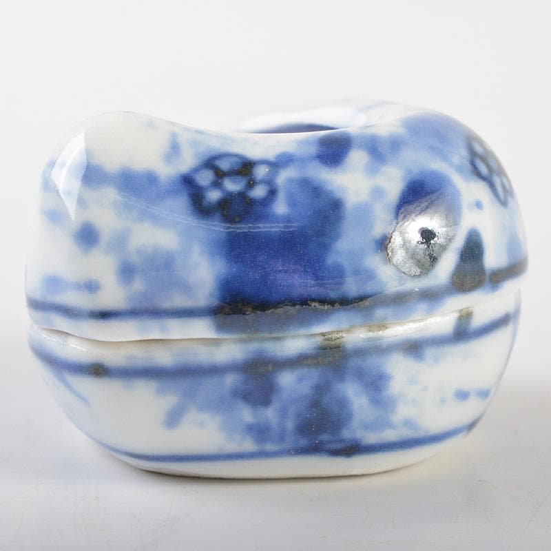 茶道具　平安　竹泉造　倣青華磁　貝香合　共箱　M　R7314