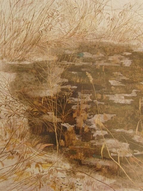 高越甚、【春の雪】、希少な額装用画集より、新品額装付