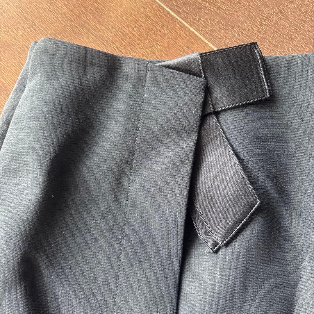 美品！フォクシー　ウール膝丈リボンデザインスカート ブラック