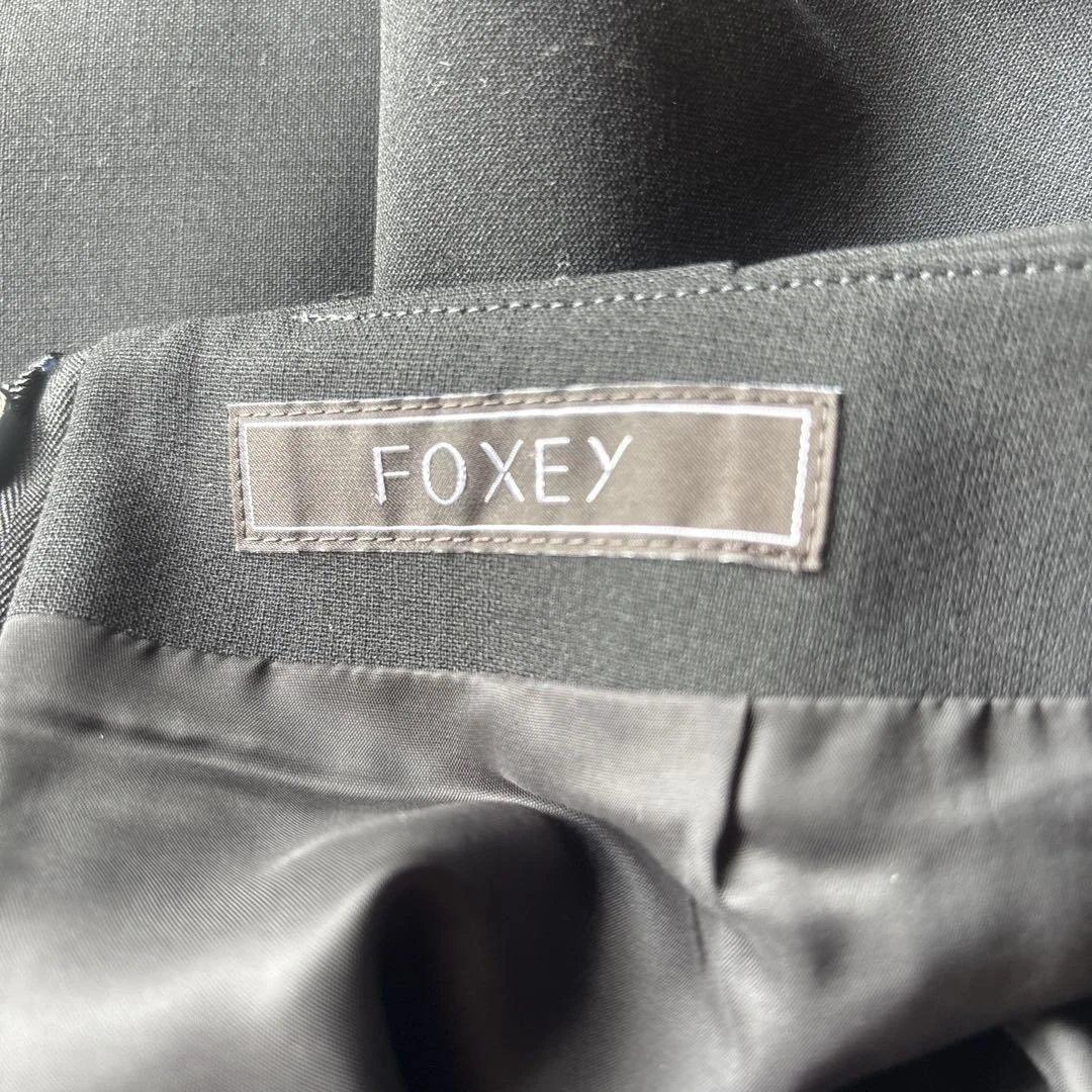 美品！フォクシー　ウール膝丈リボンデザインスカート ブラック