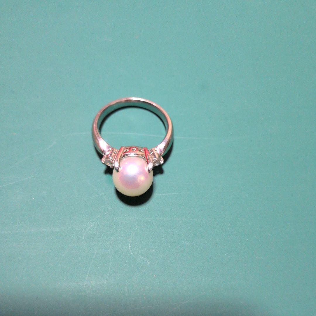 プラチナ　パール　ダイヤ　リング　Pt900 9㎜ 11号　刻印あり　真珠　指輪