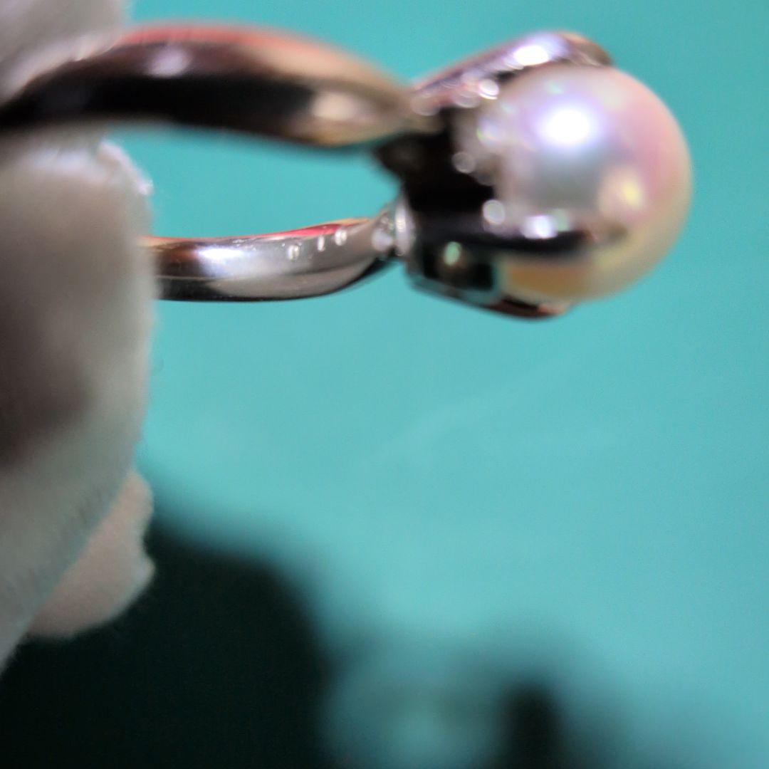 プラチナ　パール　ダイヤ　リング　Pt900 9㎜ 11号　刻印あり　真珠　指輪