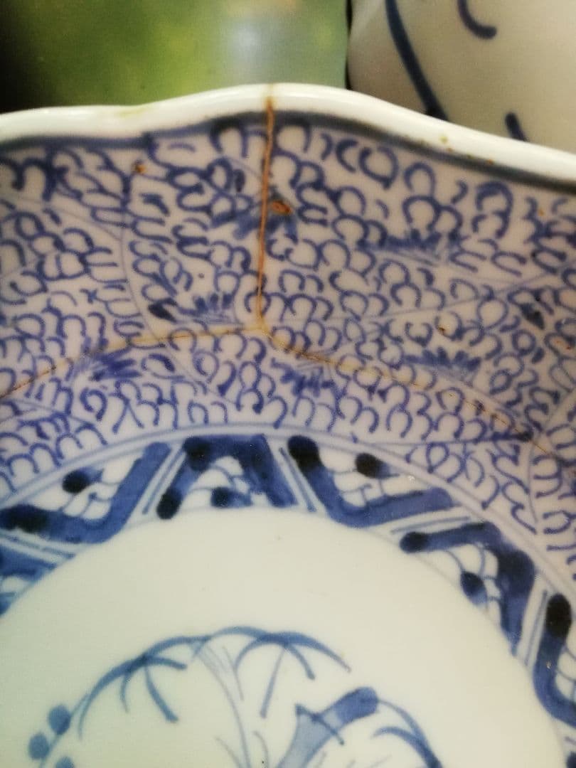 江戸中期～後期(古伊万里)みじん唐草3枚