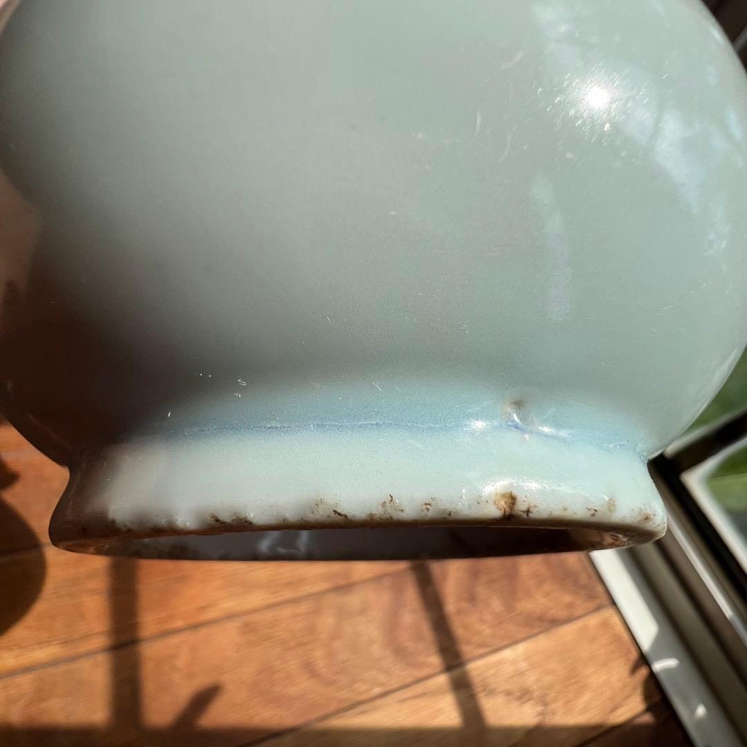 李朝 鶴首花入 分院 染付け 韓国 朝鮮 古美術 骨董 蝙蝠牡丹文 コウモリ