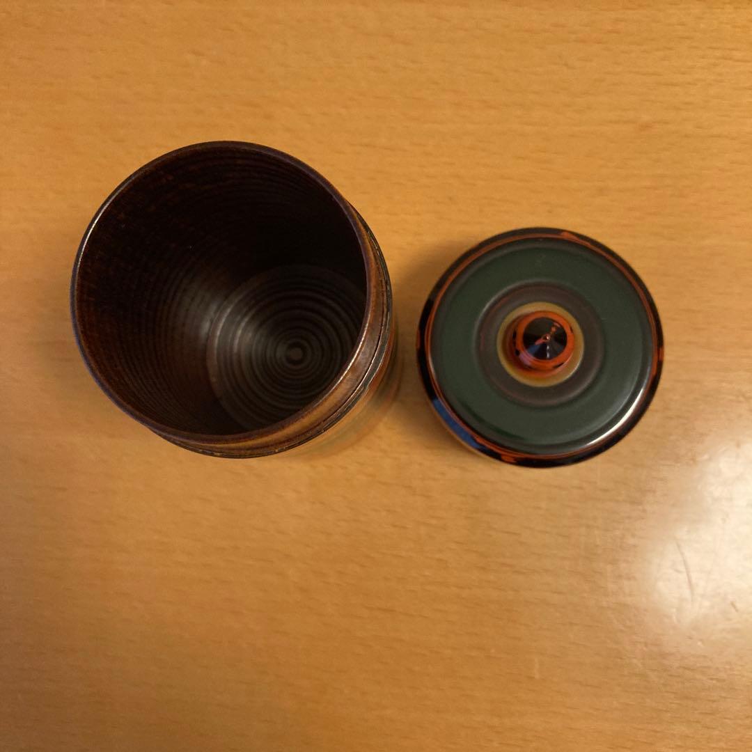 茶道具 莨盆用　独楽巻莨入 宝寿飾 道場宗廣