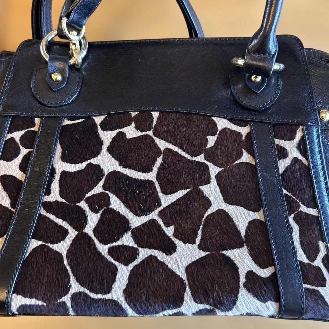 ふわり HAMANO牛革ハラコヒョウ柄レザーショルダーバッグトートバッグ