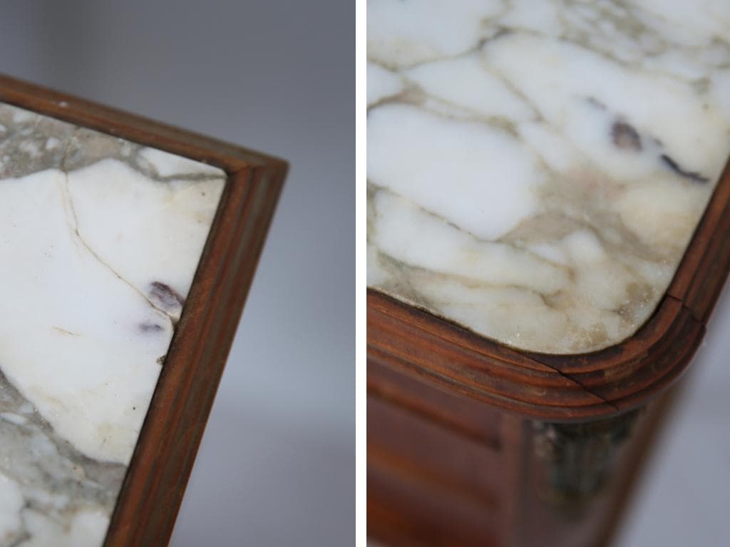 フランスアンティーク大理石キャビネット/ナイトテーブル机/飾り棚(82-151)