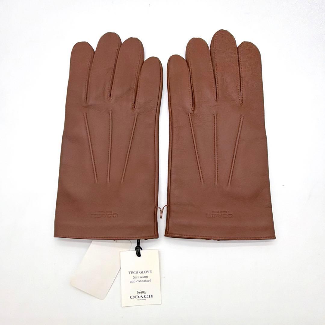新品タグ付き✨【コーチ】シープレザー手袋 羊革 裏地ウール100% ブラウン L
