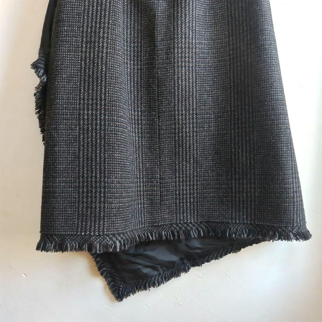Sacai サカイ ウール　アシンメトリースカート グレンチェック　３