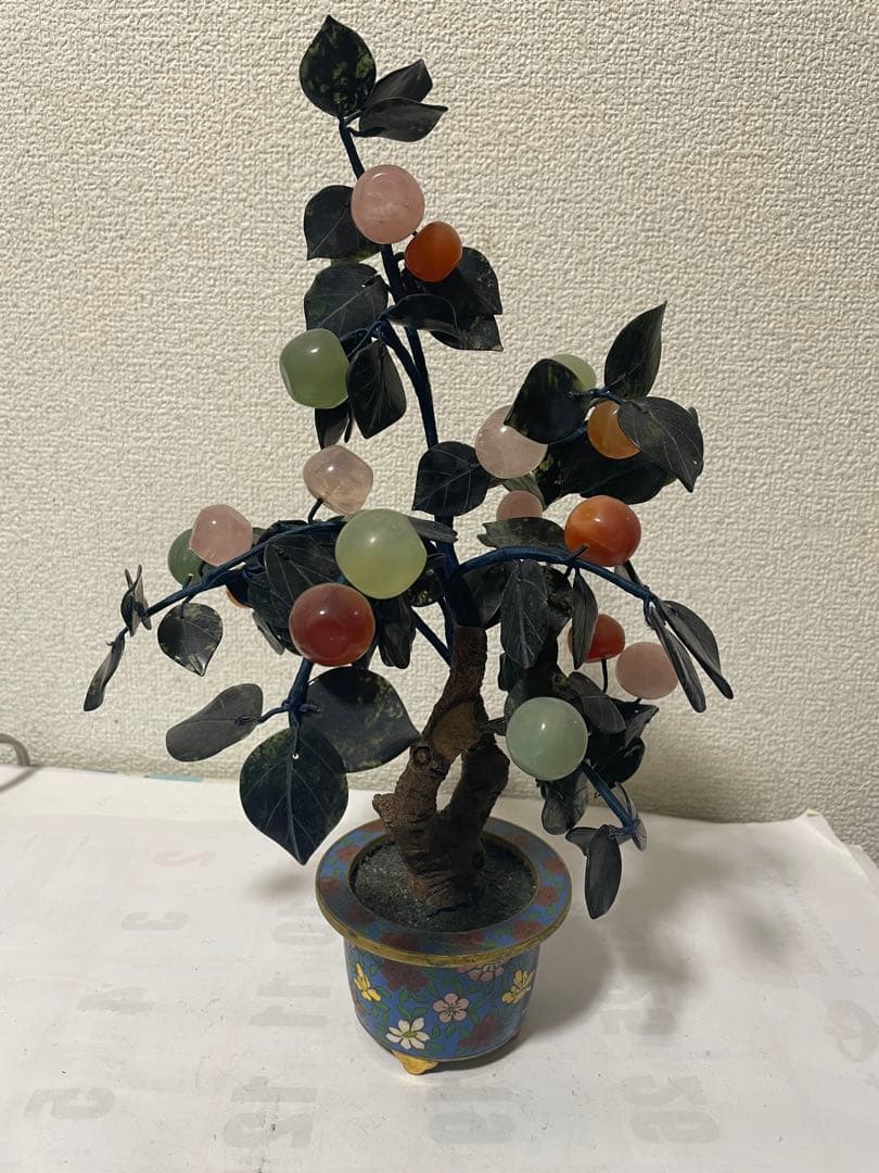 中国美術 盆栽　七宝焼　玉石　瑪瑙　翡翠 彫刻　置物