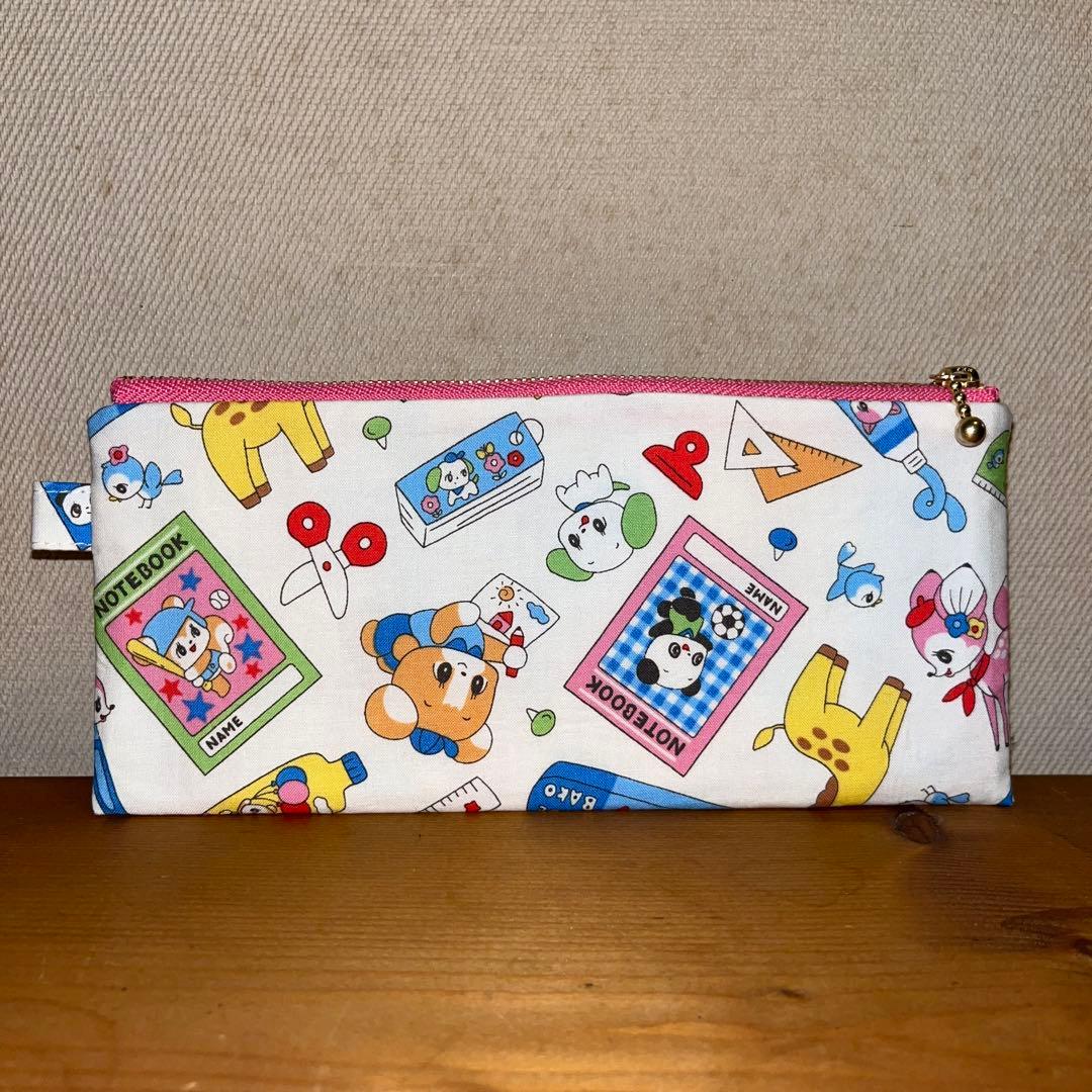 ★219★文房具柄〈白〉ペンケース☆ハンドメイド
