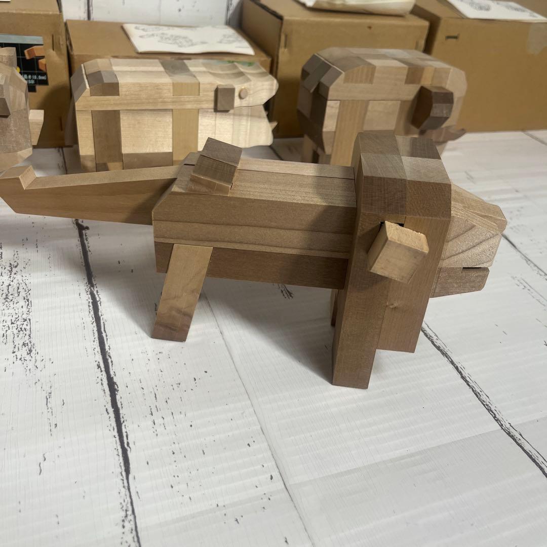 山中組木　yamanaka kumiki 動物セット　ブタ　カバ　ゾウ　ライオン