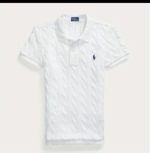 レディースPolo Ralph Lauren ホワイトニットポロシャツ Lサイズ