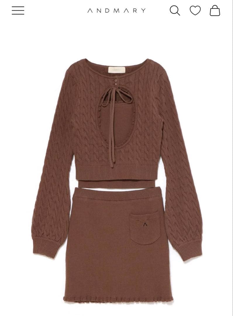 andmary Emma ribbon set up ブラウン