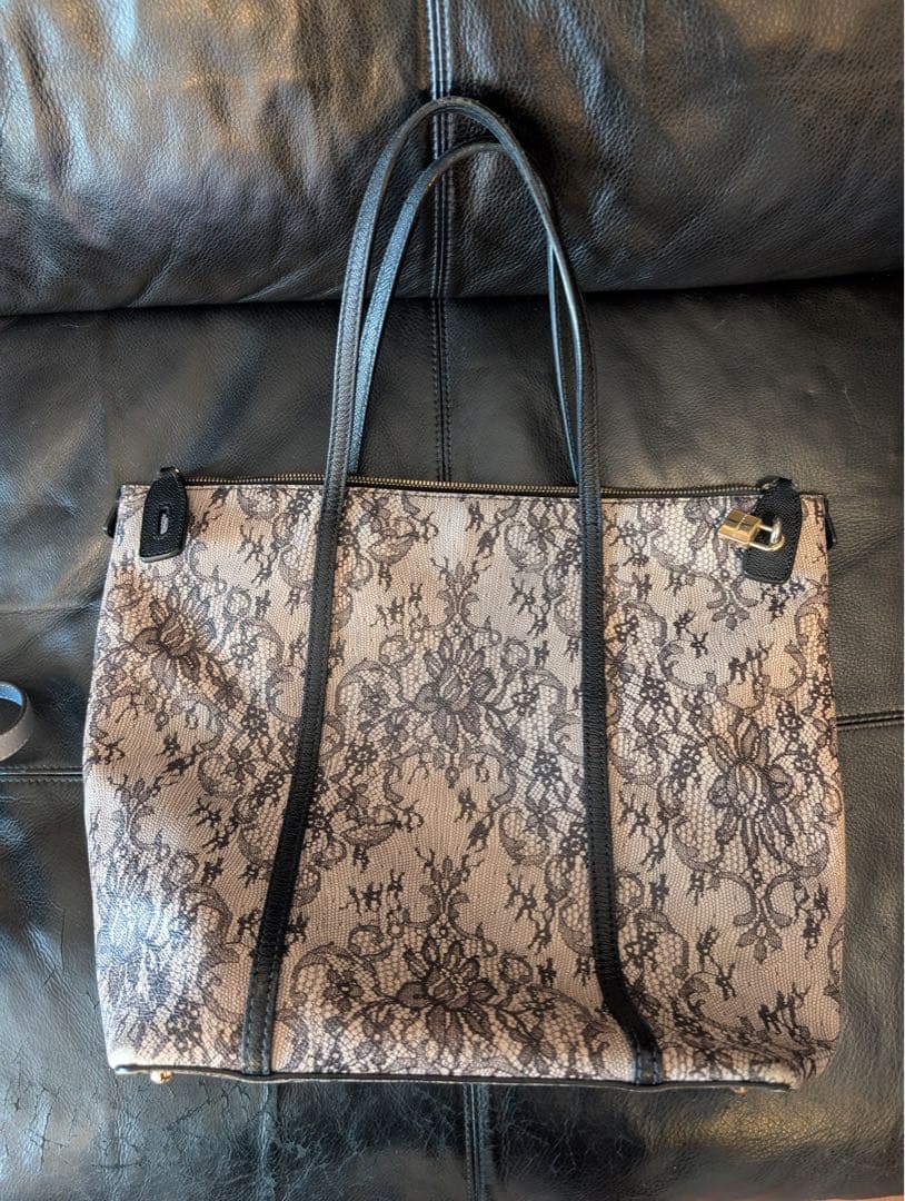 【Dolce & Gabbana レザートートバッグ／ブラックxグレー】