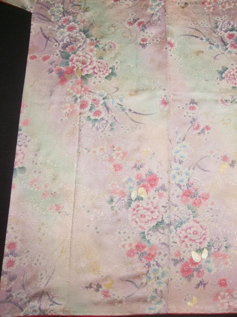 くすみパステル/唐草とブーケと蝶々/金彩銀彩/振袖フルセット　ｍ70　成人式