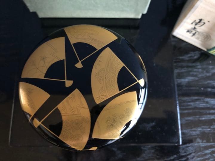 茶道具　漆芸　加州　二代目　山下甫斎作　扇面　大棗　銘有