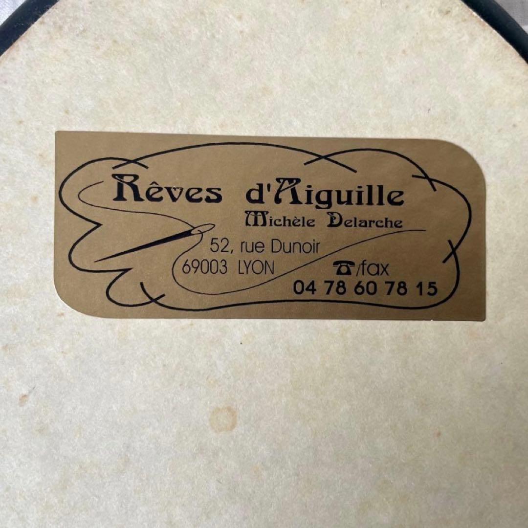 リボン刺繍オーバルフレーム　花　フランスアンティークヴィンテージ　メルスリー