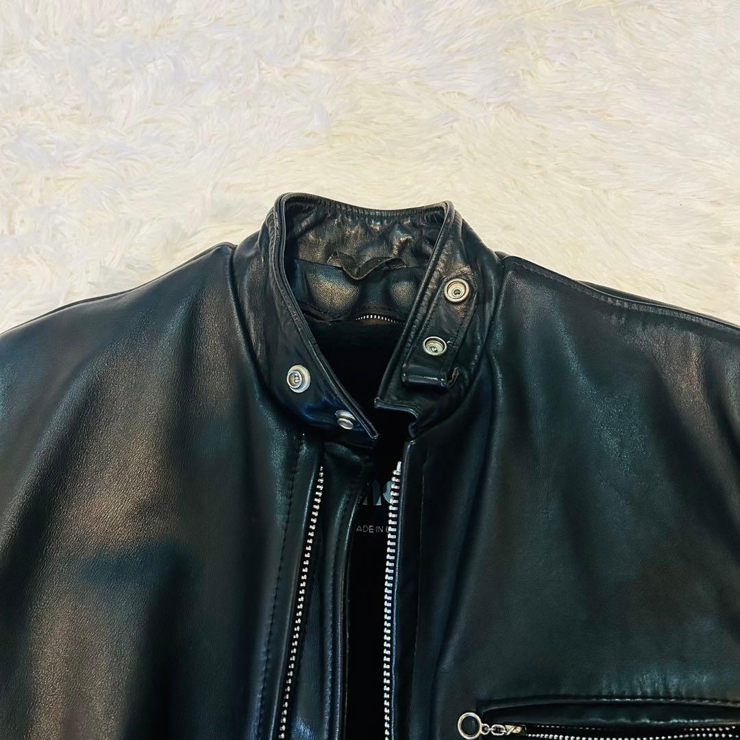 SHOTT レザーシングルライダース 641ブラックサイズ38 ボアライナー付き