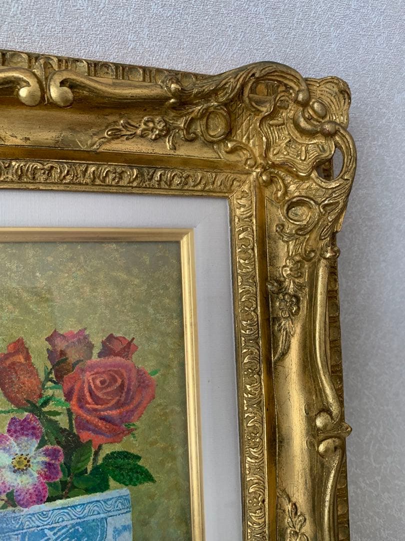 小原 稔 『 バラ 』 油絵 油彩 絵画