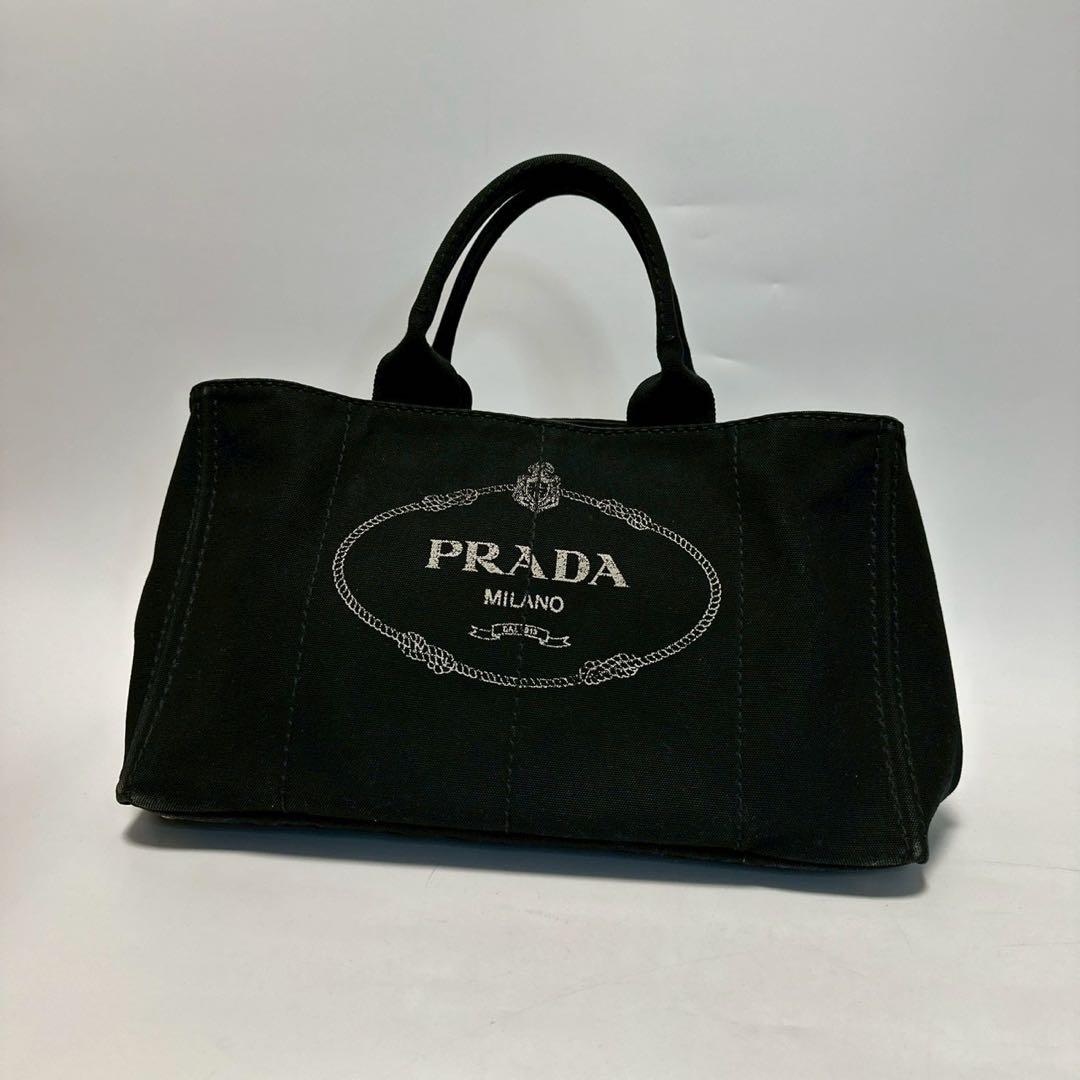 t94【美品】プラダ　カナパ　Lサイズ　ブラック　ハンド　トート　A4収納可.