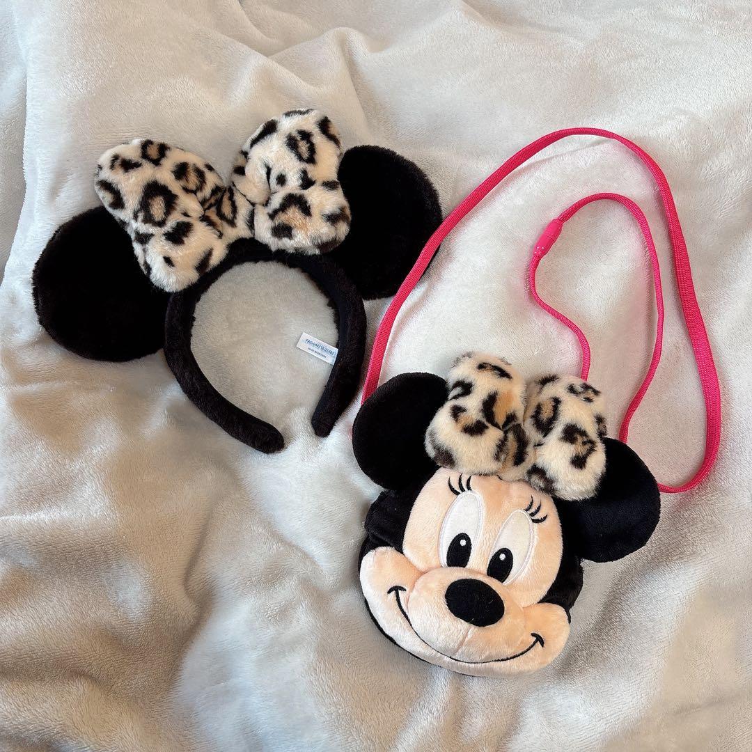 ヒョウ柄ミニーカチューシャ+ポシェット