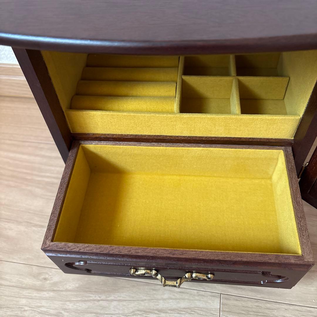 イタリア刺繍 ゴブラン織り 天然木 宝石棚 レトロ アクセサリーボックス