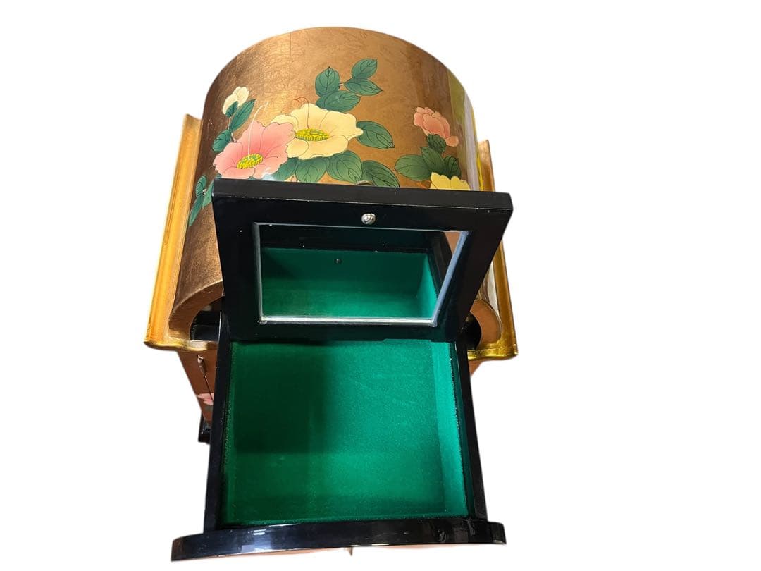 鏡台 化粧台 小物入 6段 引出収納 収納棚 木工芸 レトロ アンティーク 中国