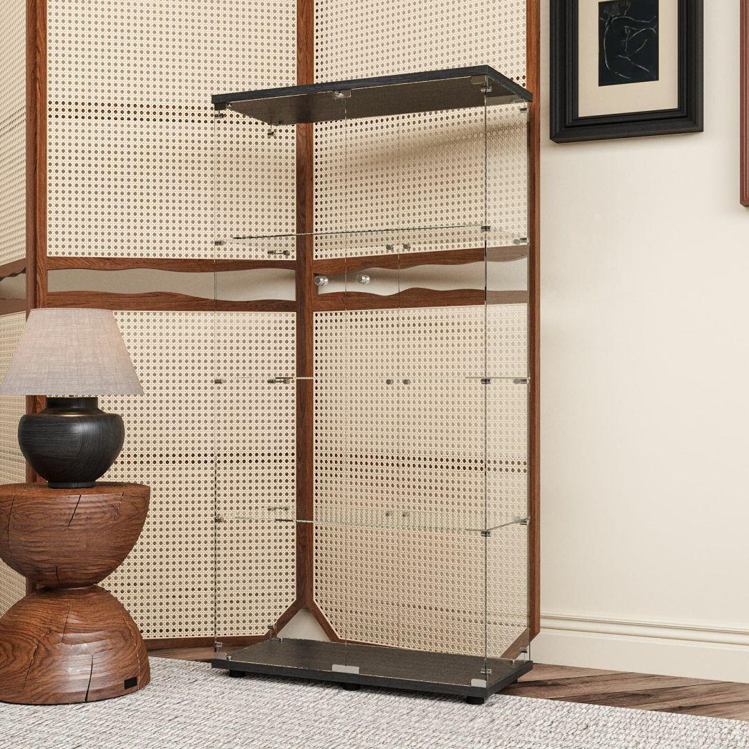 ガラスケース 4段両扉 コレクション フィギュア 棚 ショーケース 黒 2002