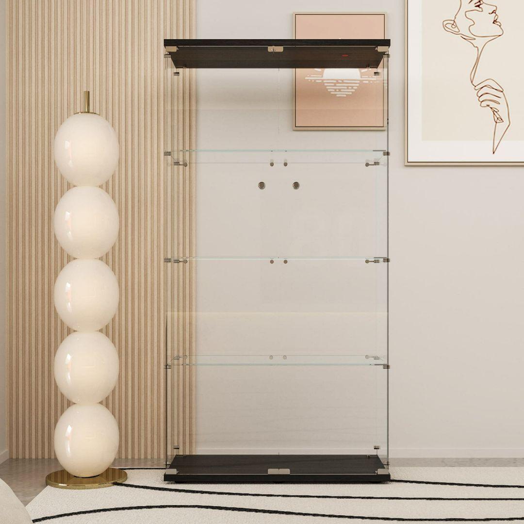 ガラスケース 4段両扉 コレクション フィギュア 棚 ショーケース 黒 2002