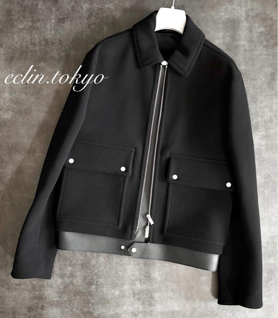 HERMES 《レザートリミング》ライダース ジャケット コート E4572