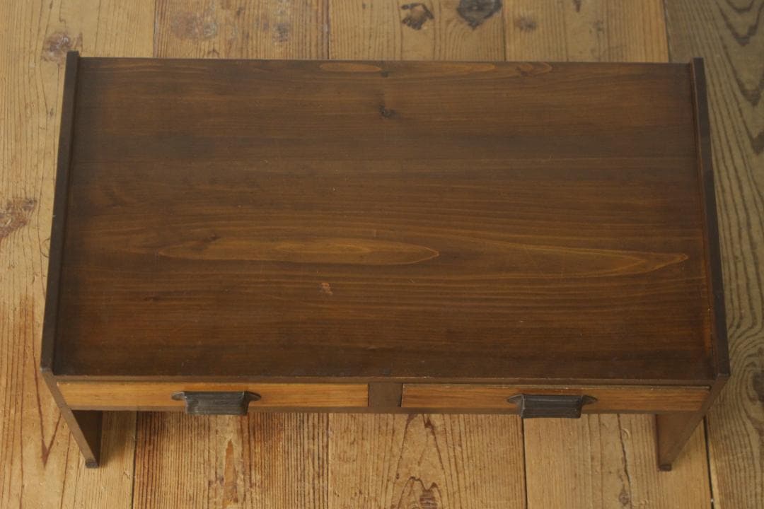 レトロ 文机 ローテーブル 座卓 無垢材 引き出し 抽斗 2杯 花台 展示台