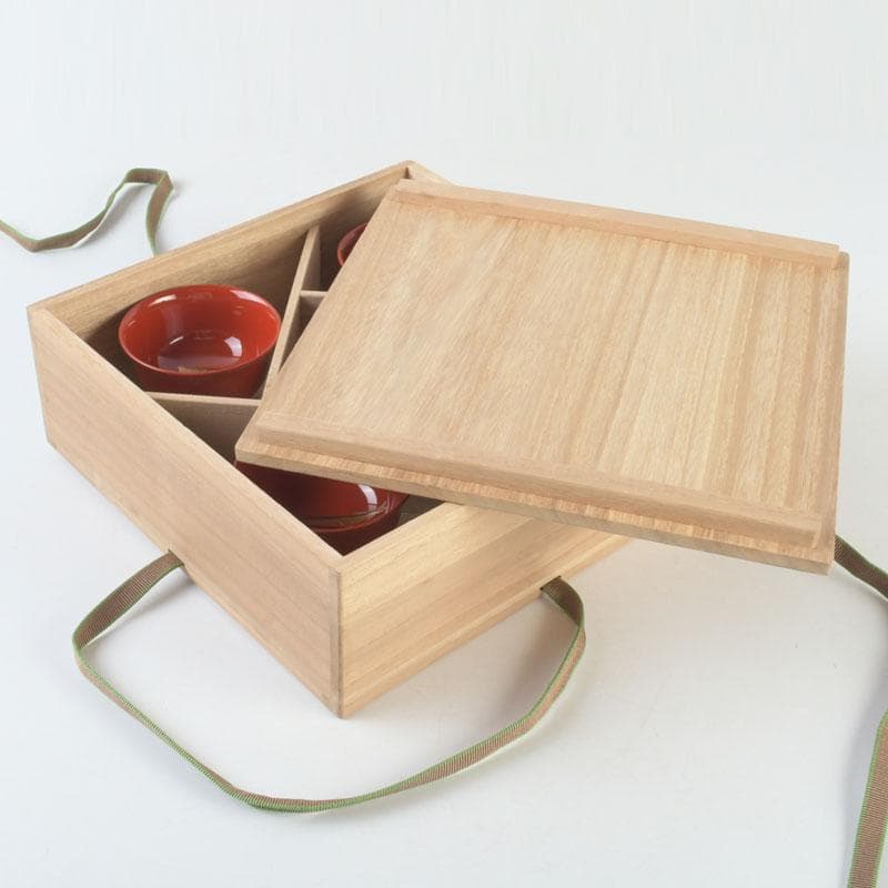 和食器　茶懐石　輪島塗　輪島屋本店謹製　朱塗魚蒔絵　盃　五客　共箱　V　9712