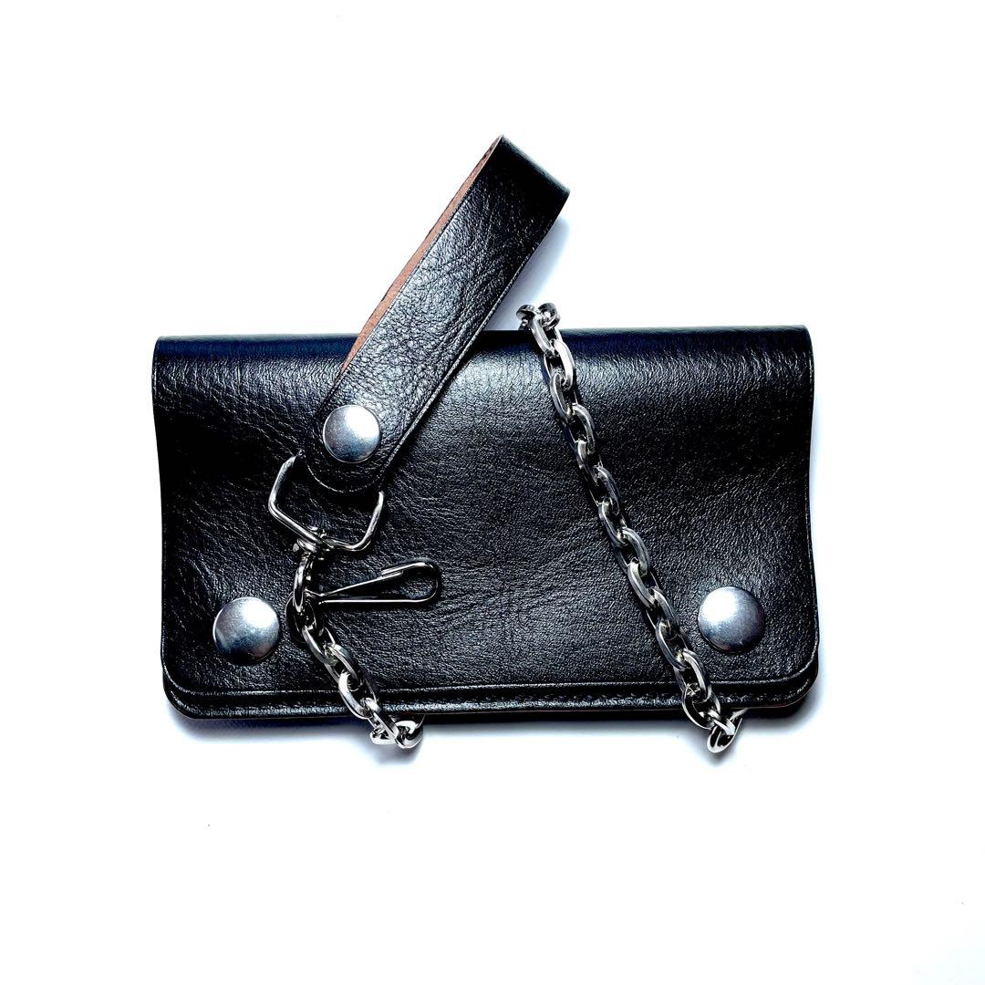 ミドルトラッカーウォレット　ホースハイド　デッドストックジッパー　前面ポケット