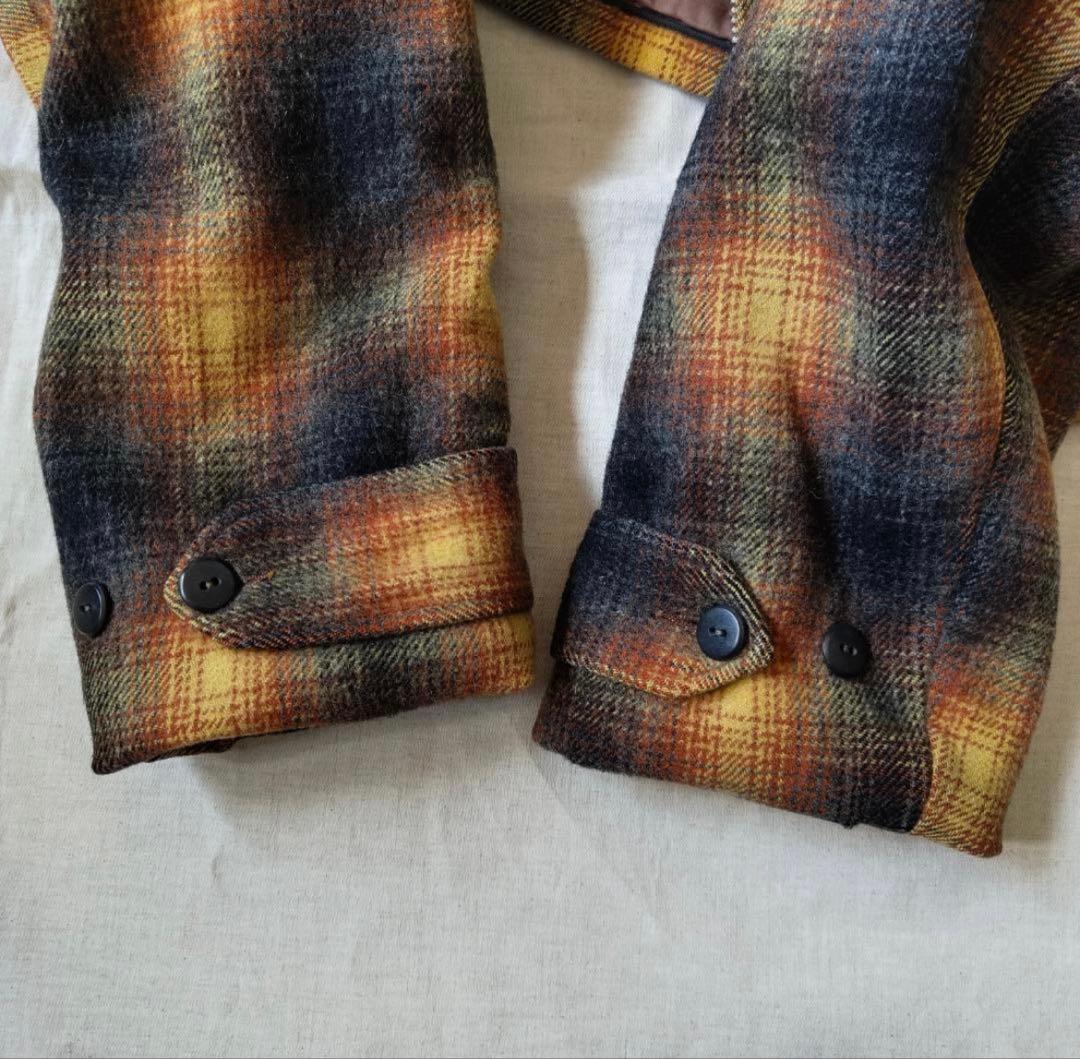 50s 60s オンブレ チェック ウールジャケット CPOジャケット