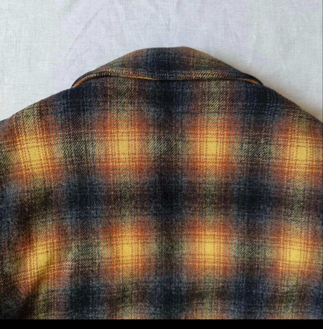 50s 60s オンブレ チェック ウールジャケット CPOジャケット