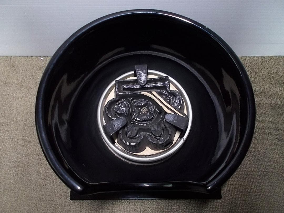 茶道具 富士釜 茶釜 真塗風炉型野々田電熱器 動作品 送料込み