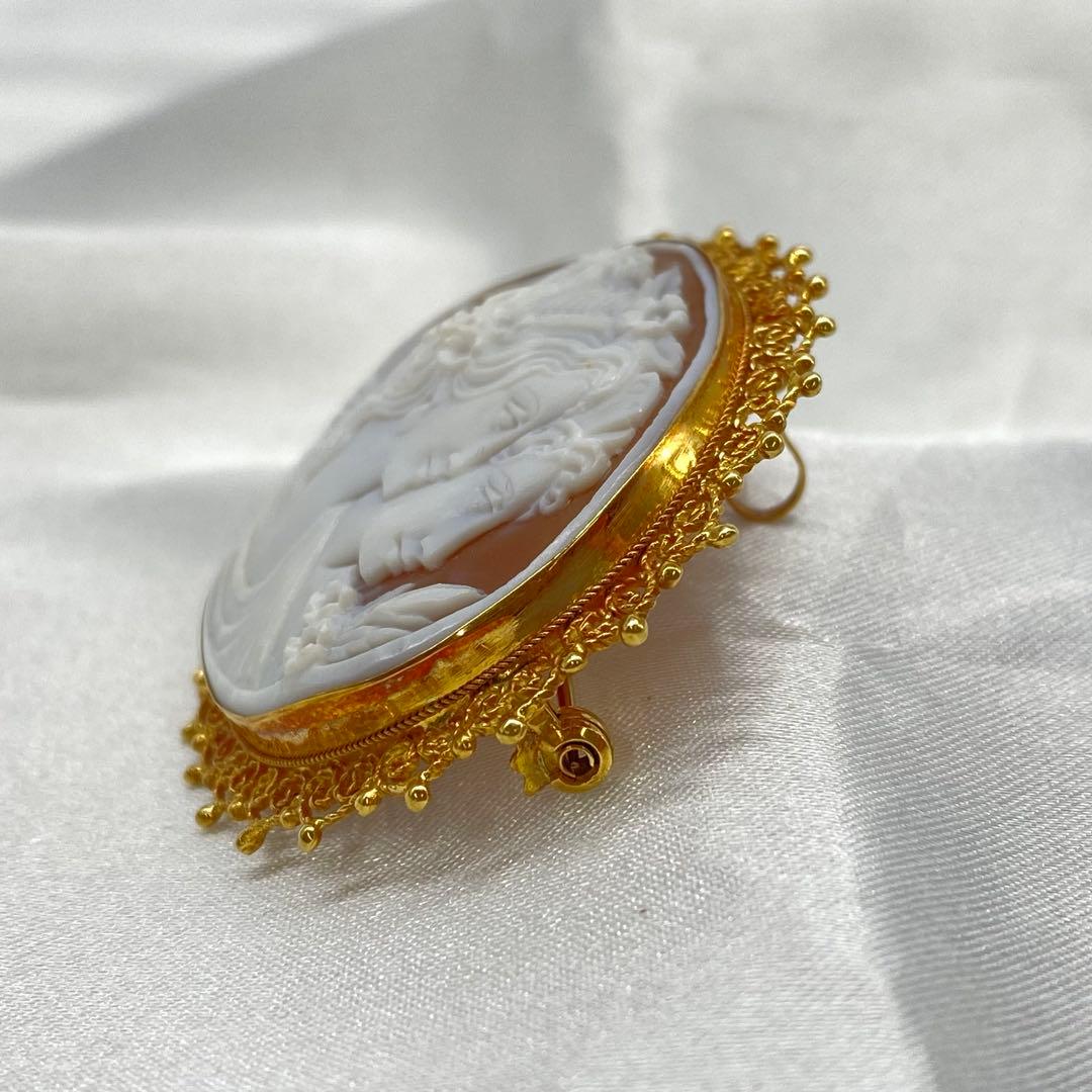 K18 カメオ ブローチ ネックレストップ 作家サイン