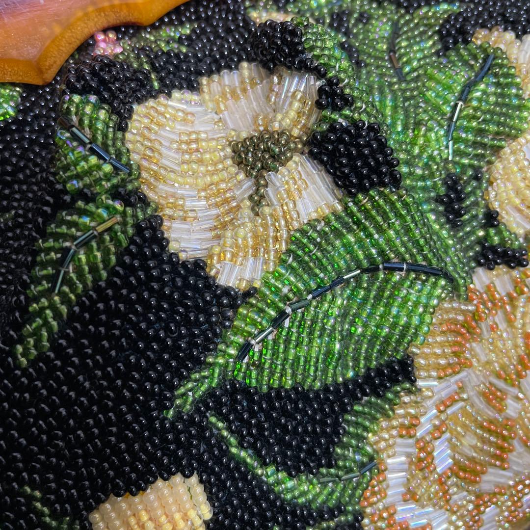 和装　ビーズバッグ　花柄　成人式　パーティ　ハンドバッグ　昭和　レトロ　未使用