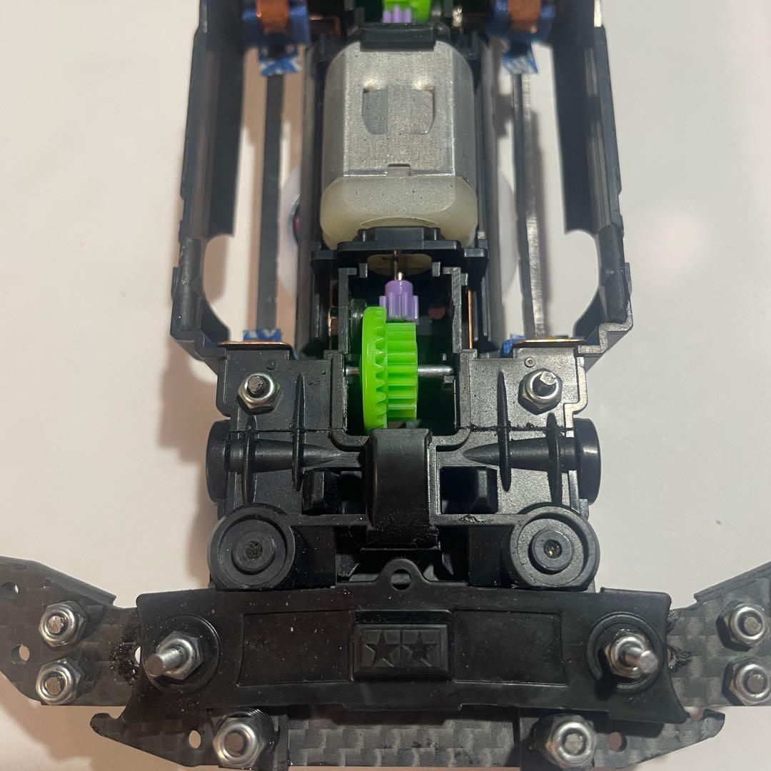 ミニ四駆　MSフレキ　フロントAT段下スラダン　1軸アンカー　提灯社外カーボン②