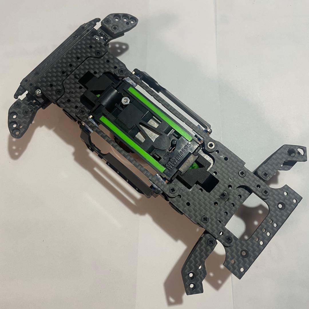 ミニ四駆　MSフレキ　フロントAT段下スラダン　1軸アンカー　提灯社外カーボン②